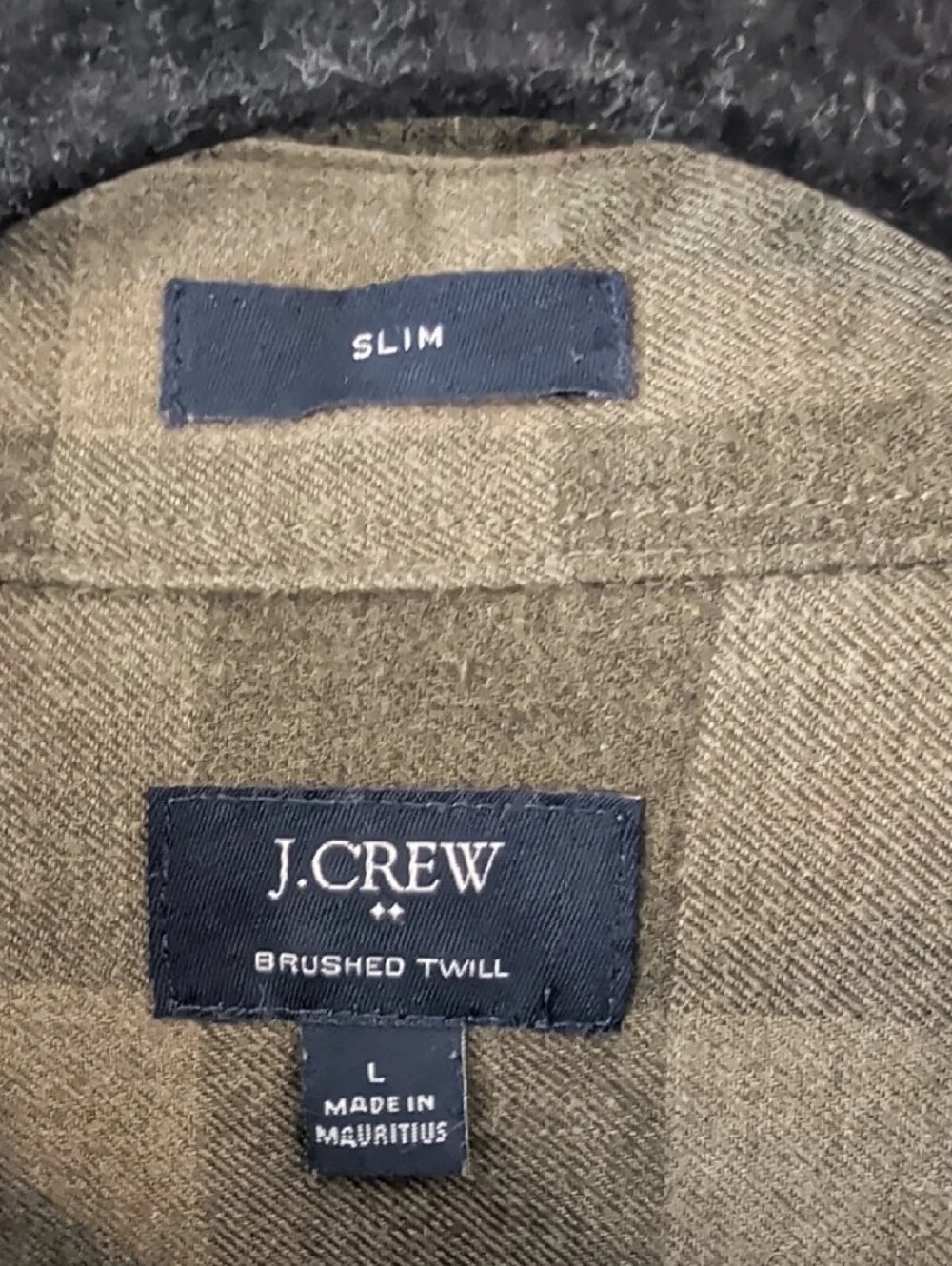 J. Crew Olive and Dark Green Plaid Lightweight Flannel Button-Down Shirt L